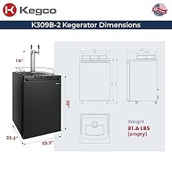 Kegco K309B-1 Kegerator Black, 2 Faucet