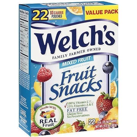 Welch's Fruit snacks mixed Fruit pouches value pack - 22ct (034856226987)