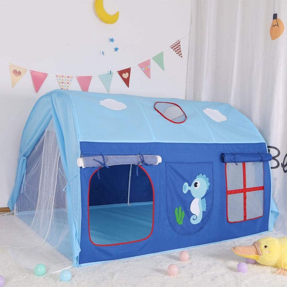 seelive Kids Play Tent,Kids Tent Blue Prince & Princess Castle Play Tent, Foldable Indoor Outdoor Large Playhouse Christmas Birthday Gift for Boy Girl Well Made
