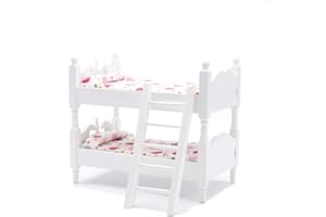 Z MAYABBO Wooden Dollhouse Furniture of Baby bunk Bed with Ladder for Miniature Dollhouse Accessories - 1/12 Scale
