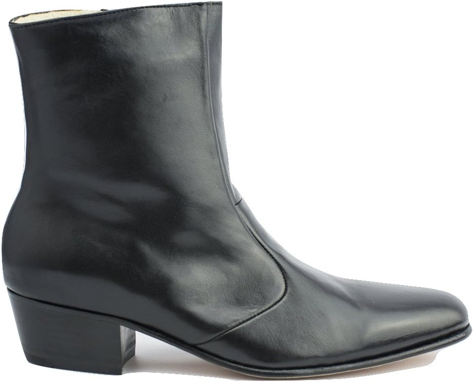 LUCIANO Mens Black Boots Leather for Elvis Tribute Artists (11.5W)