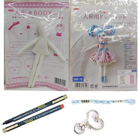 Amazon ドールチャーム ボディ ドレス ヘアセット ファンシー ナスカン 顔用ペン付き 手芸キット 通販