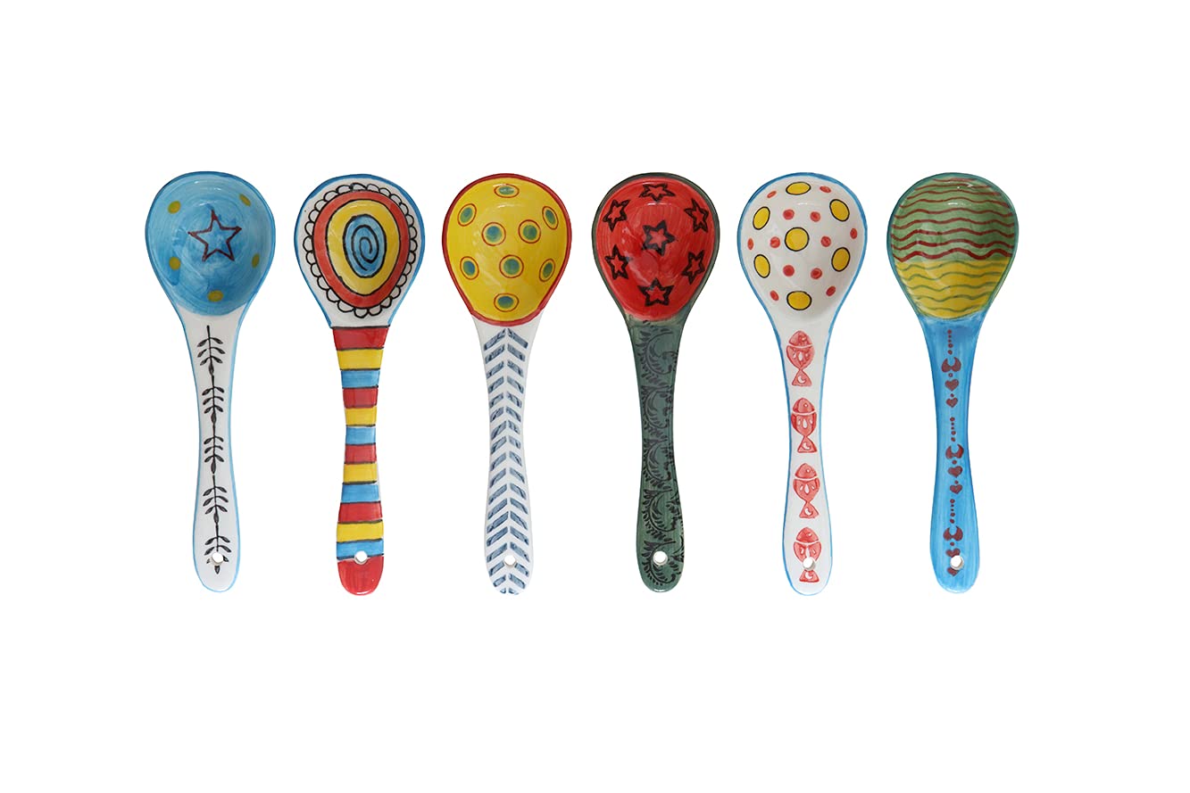 Ceramic Soup Spoons Set of 6–Mutilpurpose for