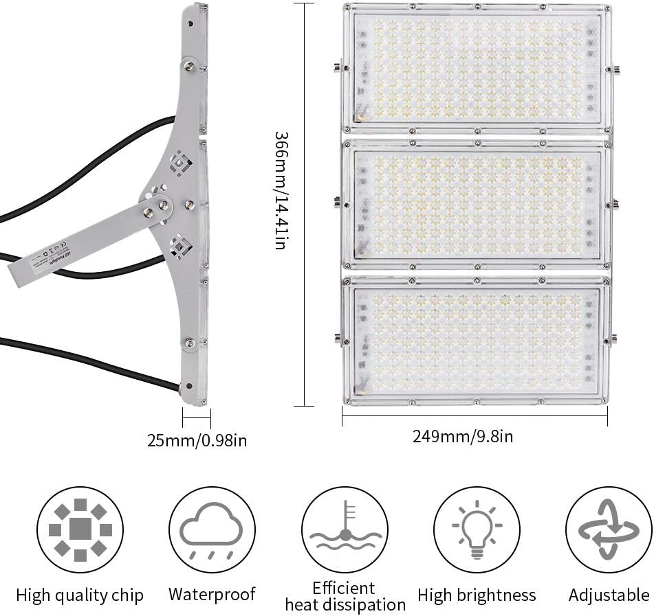 Viugreum 300W Outdoor LED Floodlight, IP66 Waterproof Spotlight Security Light - Image 3