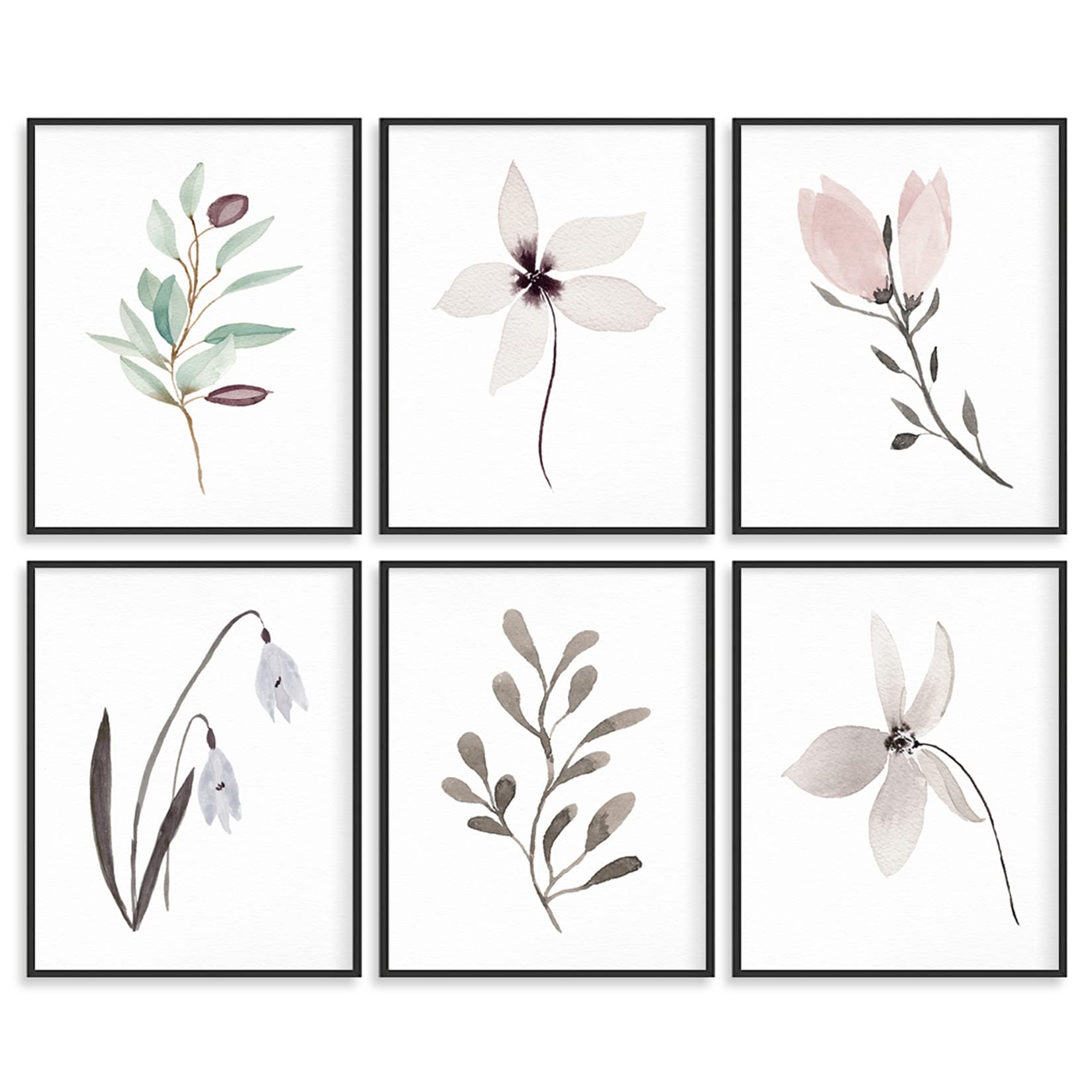 Botanical Prints for Wall Decor Poster 11x14 Canvas Prints Unframed Set of 6, Boho Wall Art Prints Plant Floral Minimalist Wall Art