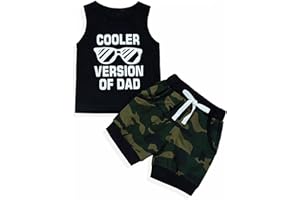 BOVOSHA Baby Boy Clothes Kids Summer Outfits Toddler Letter Print Tank Top + Camouflage Shorts Set