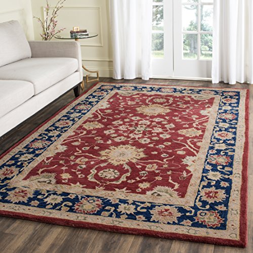 Photo 1 of **Used**SAFAVIEH Anatolia Collection Accent Rug - 4' x 6', Red & Navy, Handmade Traditional Oriental Wool, Ideal for High Traffic Areas in Entryway, Living Room, Bedroom (AN517A)