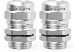 QCQIANG 2pcs NPT3/4" Stainless Steel Waterproof Cable Gland with Nut, Adjustable 13-18mm Cable Gland Protectors