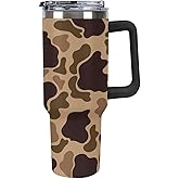 JOJOART Large Capacity Car Cup 40 Oz Duck Vintage Camouflage Stainless Steel Travel Tumbler Coffee Mug Insulated Bottles Tumbler with Lid And Straw Leak-Proof