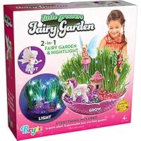 Little Growers Fairy Garden Craft Kit with Enchanted Unicorn and Light-Up Fairy Lights - Paint, Plant and Grow Your Very Own Fairy Garden Arts and Crafts Kit - For Kids all Ages Both Girls and Boys