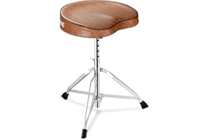 RVONE Pro Comfort Drum Throne Memory Foam Seat & Anti-Slip Base | Ergonomic Height Adjustment for Studio & Live Long Practice Sessions | Sturdy Double-Braced Musician Stool for Adult & Teen Drummers