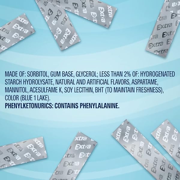 EXTRA GUM SMOOTH MINT SUGARFREE GUM BULK, INDIVIDUALLY WRAPPED, PERFECT FOR FRESH BREATH AT SCHOOL, WORK, AND TRAVEL, 15 COUNT, PACK OF 10