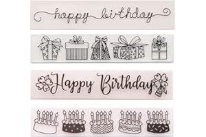 Primst 4PCS Happy Birthday Plastic Embossing Folders Template for DIY Craft, Birthday Cake Mold Pattern Embossing for Card Making Craft Decoration