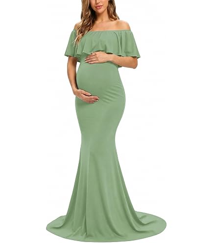 Mommy Jennie Maternity Dress for Photoshoot Outfits Gown, A-Black