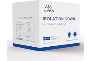 INTCO AAMI Level 3 Disposable Non-Surgical Isolation Gown, SPP+PE coating, 45g, Full Coverage, Elastic Cuff, Color Random.100pcs/carton(10 Pack *10 Each)