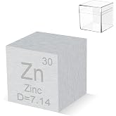 0.39" Zinc Metal Element Cube 10MM Density Cubes 99.995% High Purity, Periodic Table of Elements Collection for Element Collections Hobbies, Pure Zinc Cube(Zn 0.39 Inch)