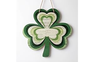 St. Patrick's Day Shamrock Wreath for Front Door - Lucky Welcome Door Sign Wreath Hanger for Wall, Home & Party Decor - Green
