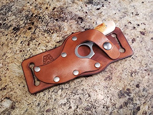 Knife and Leather Sheath Combo Deal - Fixed Blade 3.5" Stainless Steel Short Skinning Hunting Knife Concealed Carry Scout Carry Quickdraw Sheath