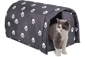 LLPCKPB Outdoor Feral Cat House for Winter, Weatherproof Waterproof Rainproof Foldable Cotton Filled Thicken Stray Feral Cats Dogs Tent Shelter Home Keep Warm for Outdoor Indoor Garden (Black)