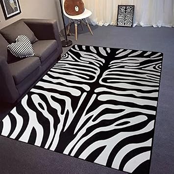Wxin Zebrastreifen Teppich Schwarz Wohnzimmer Sofa Couchtisch