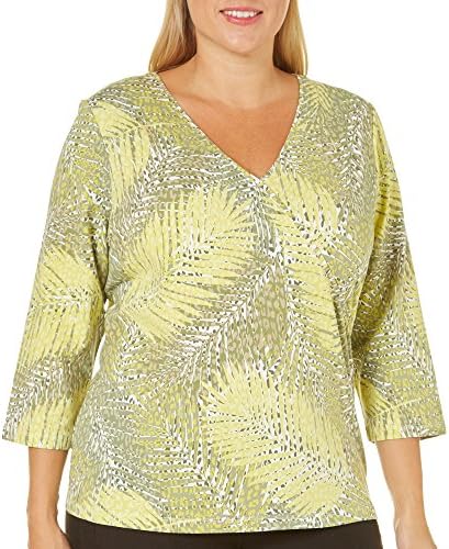 Hearts of Palm Plus Berry Fine Leopard Leaf Top 3X Eucalyptus green