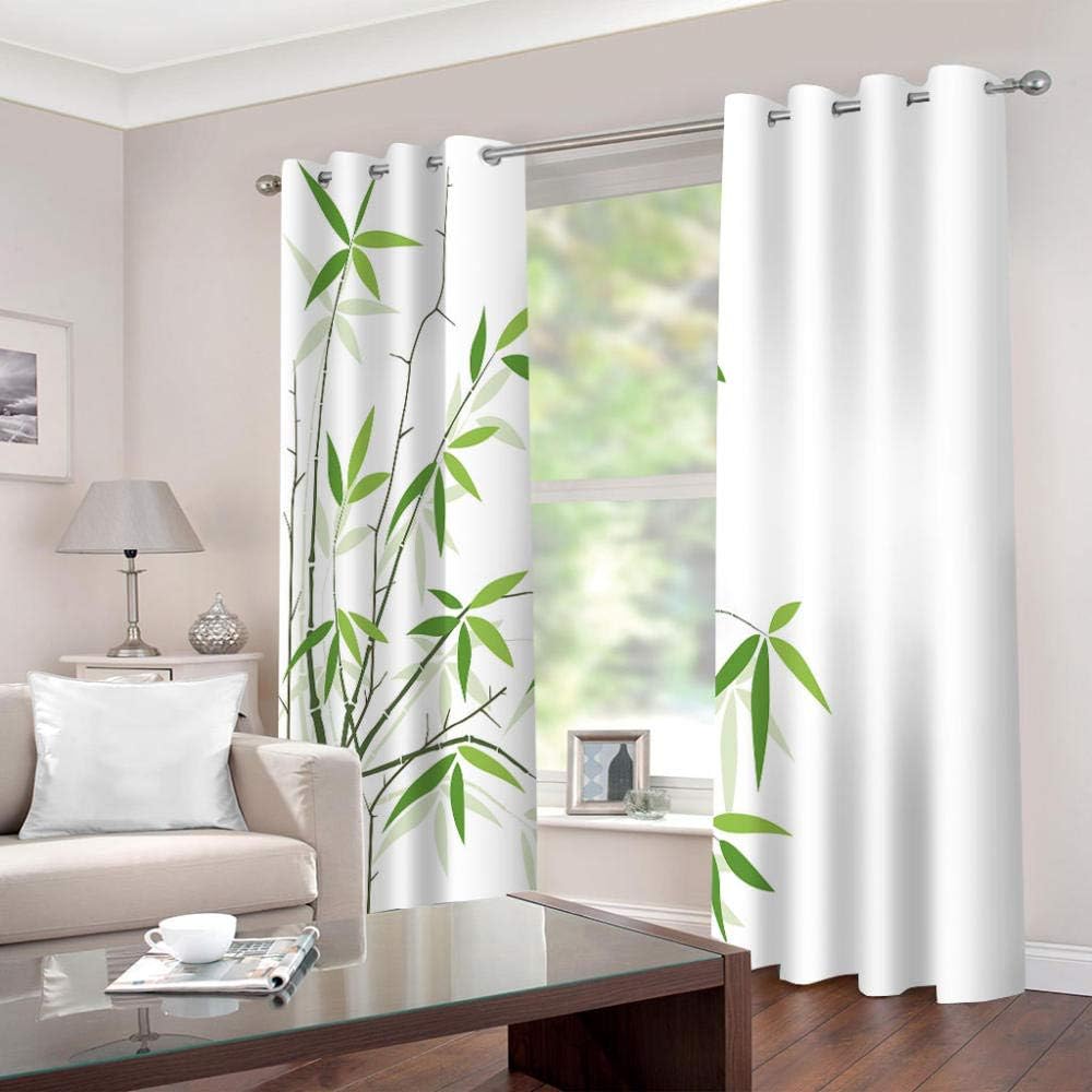 ZFSZSD Solid Thermal Insulated Curtains Green & Leaves Fully Lined