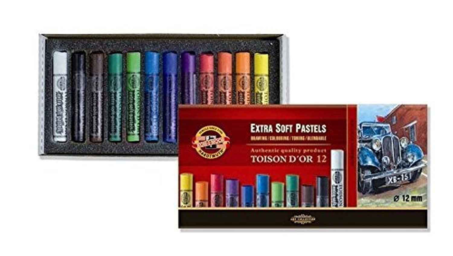 KOH-I-NOOR 8552 Artist's Extra Soft Dry Chalks, Multi-Colour, Set of 12