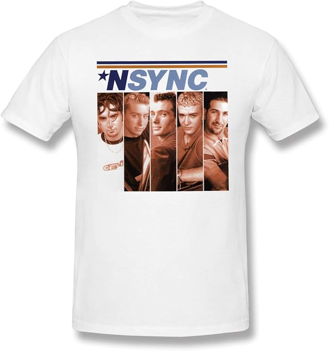Sherdahon Logo Print of NSYNC Men's Shirts White Clothing