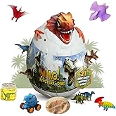Mystery Dino Surprise Egg with 21 Dino-Mite Surprises Inside.STEM Educational Jurassic Dinosaur Toy Set for Kids 6+ Includes Dinosaur Figures, Fossils, Stickers & Fact Sheet—Over 100 Toys to Collect.