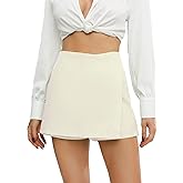 Floerns Women's High Waist Elegant Solid Zipper Fly Business Office Skort Shorts