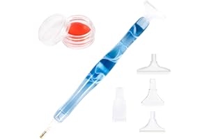 ROVYFOTA Diamond Painting Pen, Handmade Resin Diamond Painting Pens with Glue Clay and Various Tips, More Comfortable and Faster, 5D Diamond Painting Tools for Diamond Paintings Hobby (Blue)
