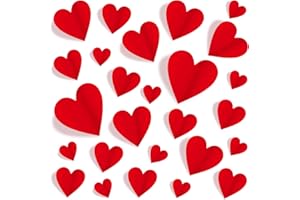 JMUQ 150 Pieces 3D Heart Wall Stickers for Valentine’s Day, Romantic Red Heart Decals in 4 Sizes with Foam Adhesive Strips Perfect for Weddings Anniversaries Parties Bedroom Home School Office Decor