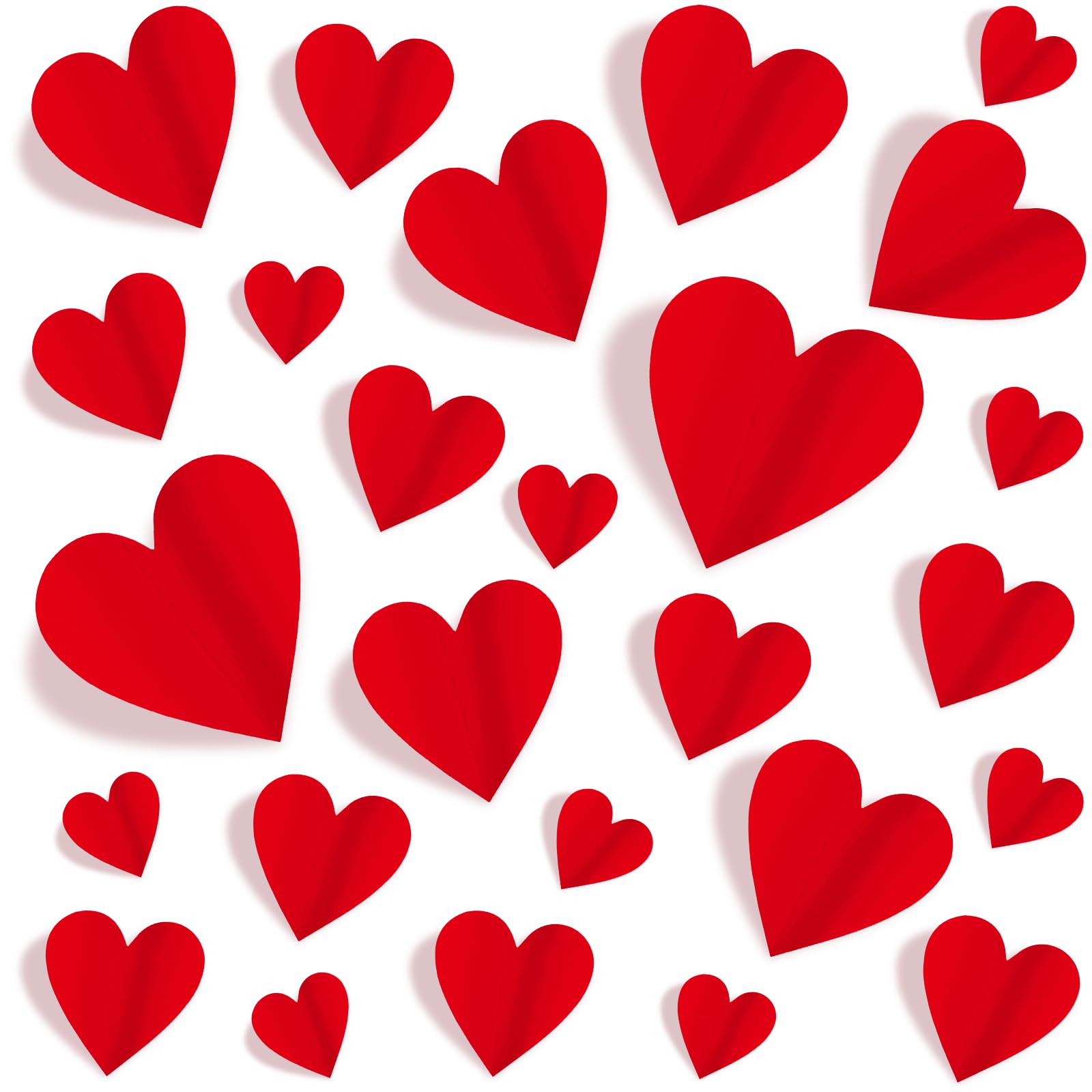 Photo 1 of 150 Pieces 3D Heart Wall Stickers for Valentine’s Day, Romantic Red Heart Decals in 4 Sizes with Foam Adhesive Strips Perfect for Weddings Anniversaries Parties Bedroom Home School Office Decor