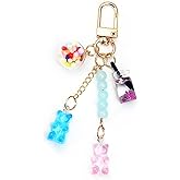 WinldMonmo Sky Blue Resin Gummy Bear Keychain – Cute Candy Color Animal Bear Charm for Women, Colorful Key Ring for Car Keys, Backpack, and Bag Pendant, Girly Keychain Accessory, Perfect Jewelry Gift