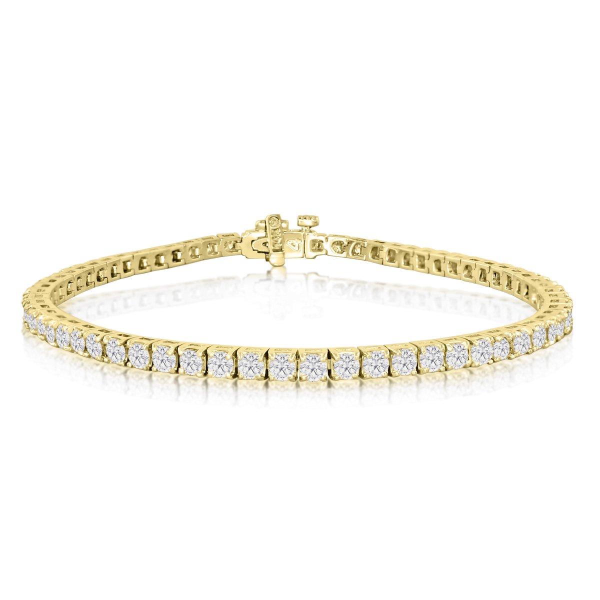 AGS Certified 14 Karat White and Yellow Gold 4 Carat Diamond Tennis Bracelet, Available In 6-9 Inch 