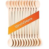 Mr.Woodware 12 Inch Wooden Spoons for Cooking - Set of 24 Long Handle Oval Wooden Spoon for Mixing, Stirring, Tasting - Kitchen Wooden Utensils For Cooking and Crafts, Personalized Wood Burning