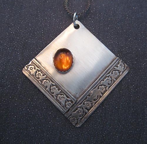 Amber Gemstone Pendant Necklace Sterling Silver
