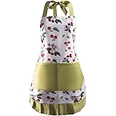 Alex Virtue Vintage Floral Apron for Women with Functional Pockets Adjustable Neck Strap for Cooking Baking Mother's Gift