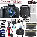 NEW Canon EOS Rebel T5i 18.0 MP CMOS Digital Camera with EF-S 18-55mm f/3.5-5.6 IS STM Zoom Lens Bundle Kit + Professional Camera Flash + Steady Hand Grip + High Speed 32GB Memory Card + 12