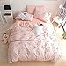 BuLuTu Flamingo Queen Duvet Cover Pink Cotton for Teen Girls Women,Cute 3 Pieces Kids Bedding Sets Zipper Closure with Corner Ties,Queen Duvet Cover Set,Lightweight,Durable,No Comforter