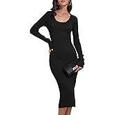 Rocorose Women's Crewneck Pullover Sweater Dress Elasticity Slim Fit Sweater Knitted Bodycon Dresses