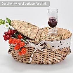 Wicker Picnic Basket with Removable Liner Empty