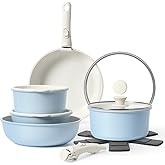 SODAY 15Pcs Pots and Pans Set Non Stick, Cookware Sets with Detachable Handle, Nonstick RV Kitchen Cooking Tools Removable Handles, Oven Safe, Induction Fast, Stackable Induction Cookware, Blue