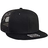 OTTO SNAP Cotton Twill Round Flat Visor 6 Panel Mesh Back Trucker Snapback