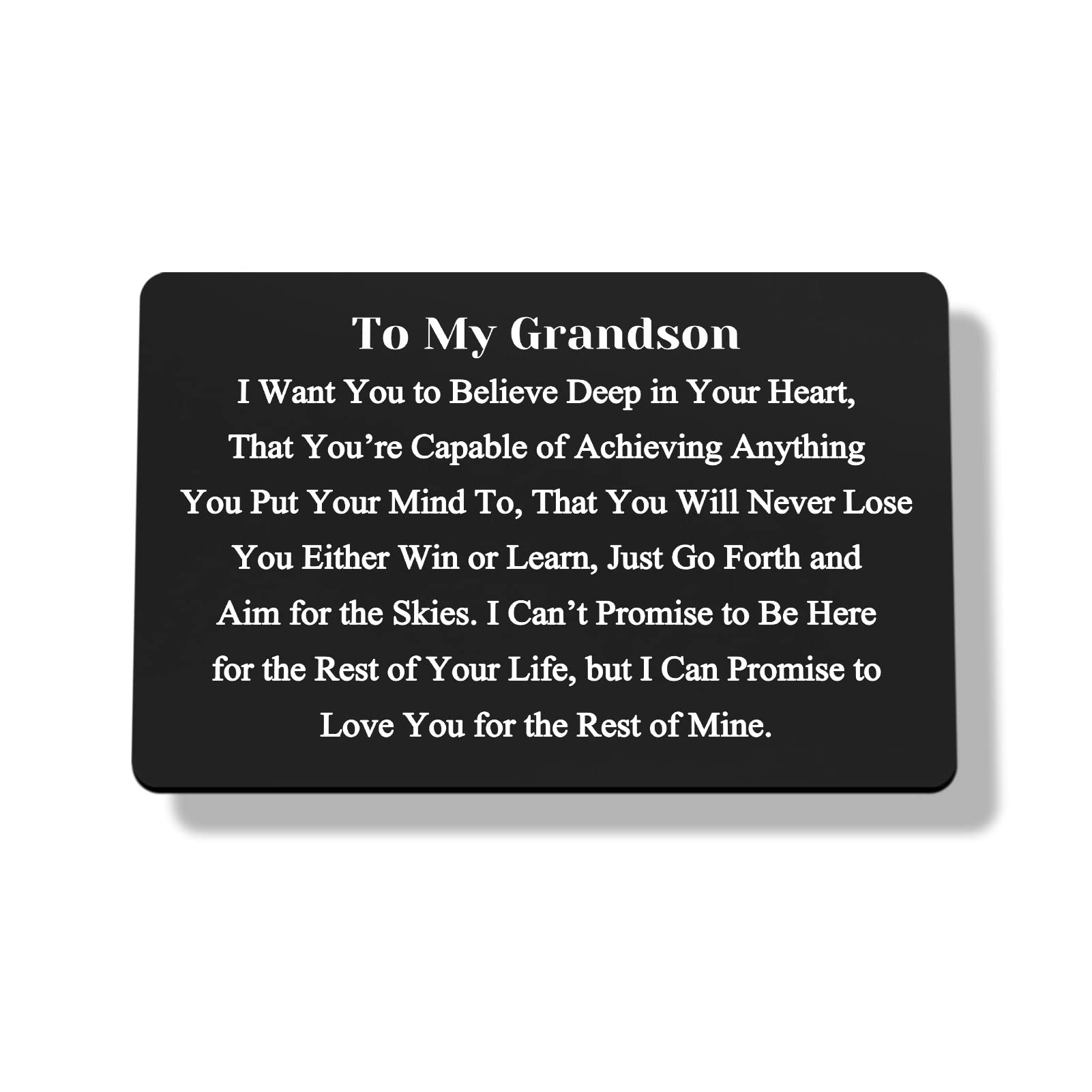 To My Grandson Gifts Wallet Card Insert from Grandma Grandpa Grandson Gifts from Grandparents Inspirational Engraved Metal Wallet Card from Grandma Grandfather Birthday Graduation