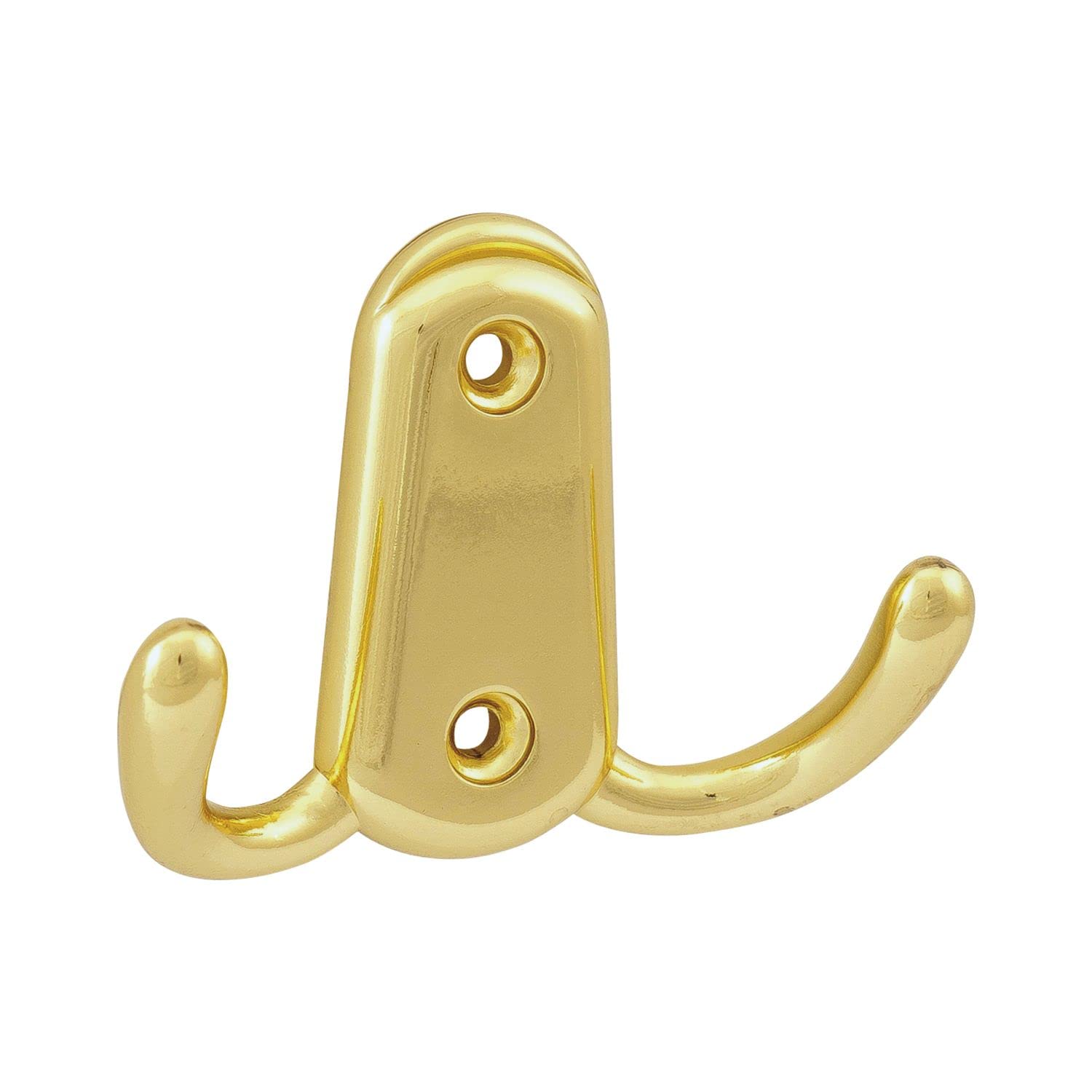 OBF Grimme 756151-23 Canelli Coat Hook Polished Brass Plated Width 17 mm Height 86 mm Double Hook Die-Cast Zinc