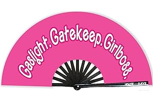 HOUSE OF RAVE Funny Rave Fan Large Folding Hand Fan UV Glow Festival Fan Rave Accessory for Men & Women - Real Wooden Fan