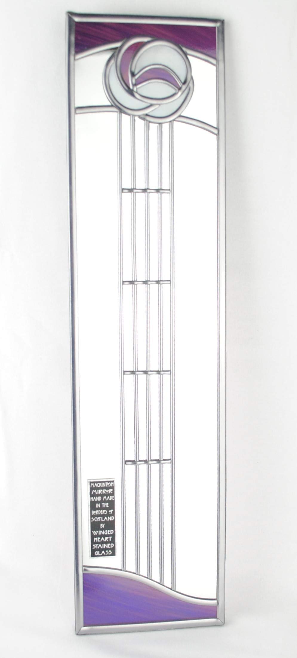 Decorative Stained Glass Mirror in a Glasgow Art School Rosebud Design in Purple
