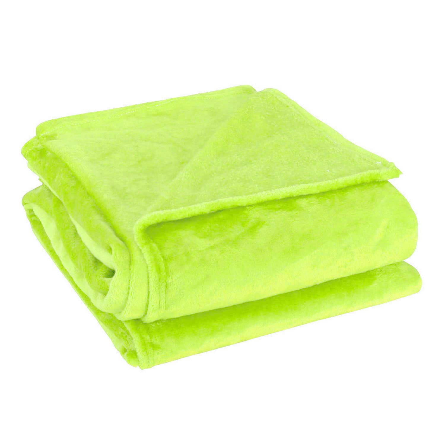 sourcing map Flannel Fleece Blanket Soft Lightweight Plush Microfiber Bed or Couch Blanket, Yellow Green 150 x 200cm