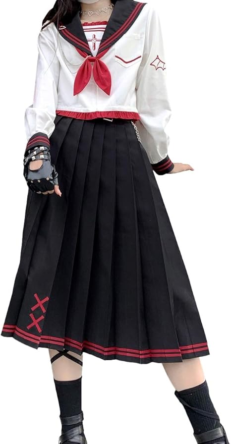 Amazon セーラー服 Jk 制服 女子高生 コスプレ 衣装 ヤンキー 不良少女 女子 女の子 可愛い 森ガール 原宿系 ゴスロリ ゴシック ロリータ スクール 学生服 長袖 ロング プリーツスカート リボン 清純 コスチューム ウサギ 通学 学園風 学園祭 文化祭 イベント